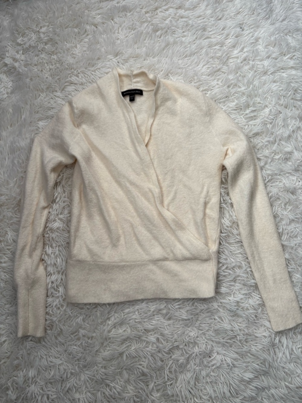 Banana Republic Cream Wrap V-Neck Sweater